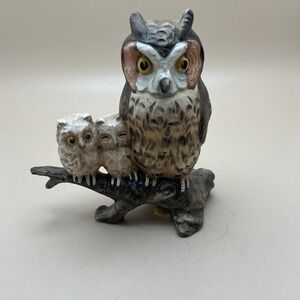 Vintage Owl Family Figurine on Tree Branch by Goebel #38153 W Germany 4.5"‎